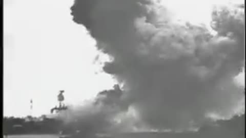 USS Arizona explosion and fire Dec 7, 1941