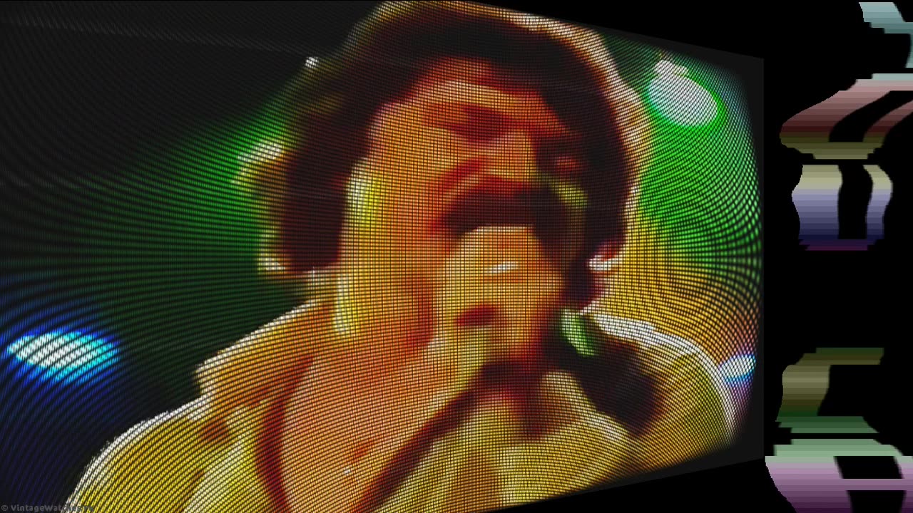 ToTo - Hold The Line 1980's / 70's Song Video Projection on Old Vintage CRT TV with Scrolling Lyrics