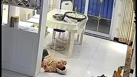 In China, dad almost finished off his own child.