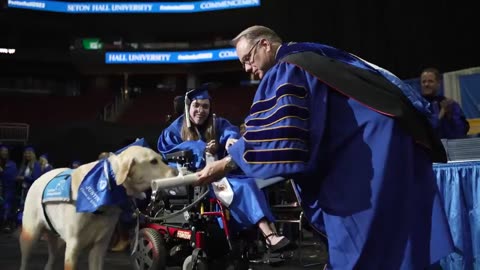 The dog received a diploma for attending all classes at the University of New Jersey