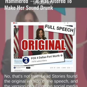 Fact Check: Video Does NOT Show Kamala Harris Giving Speech While Hammered --Altered To Sound Drunk
