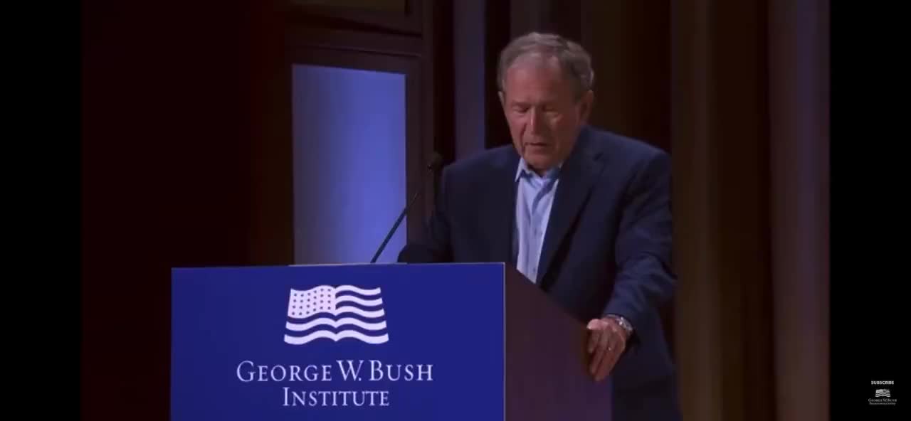 FRM Pres. Bush accidentally says "unjustified and brutal invasion of Iraq. I mean, of the Ukraine"