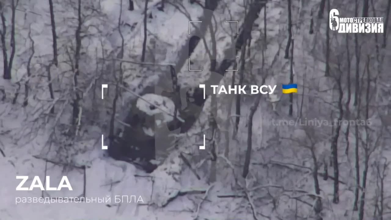 Russian Lancet drone hits Ukrainian tank