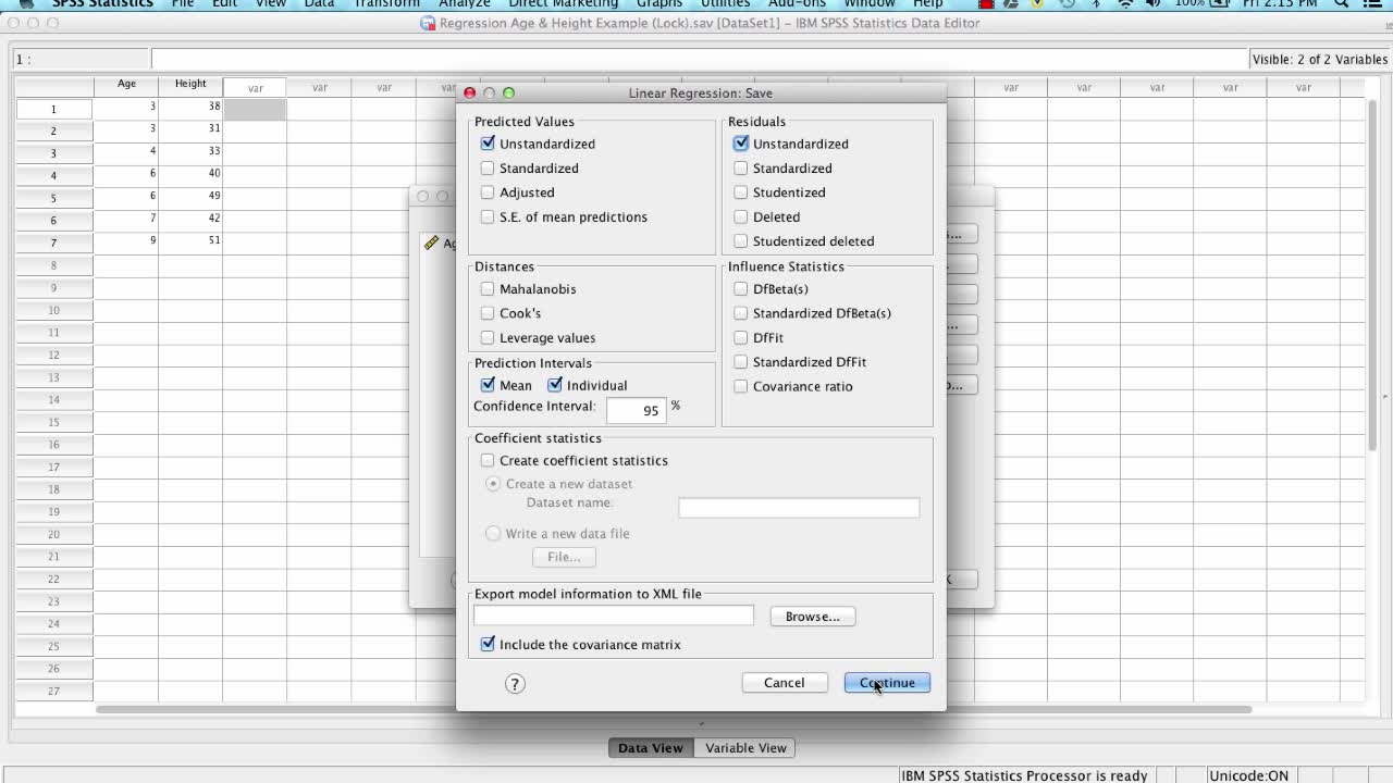 Regression in SPSS - CI and PI