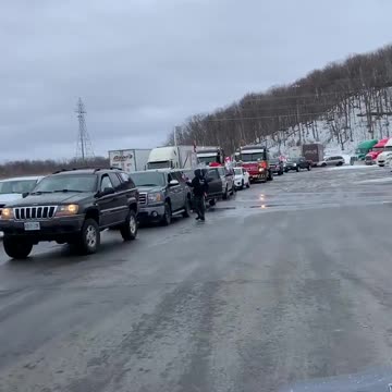 Convoy prepping to head to Bluewater Bridge Canada/US Border