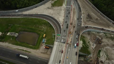 Diverging Diamond construction at SR 56 and I75 intersection in Pasco County, DJI mini 2 drone shot