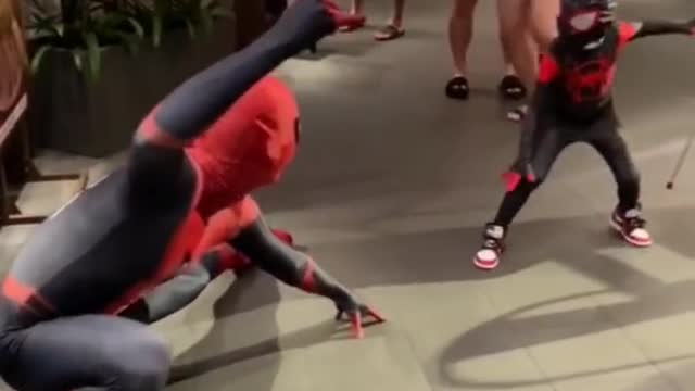 Funny video of spiderman and a child 😂😂😂