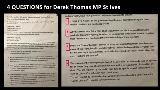 UK Column News - 12th October 2022 - Questions for Derek Thomas MP