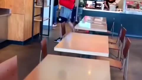 Ordering grubhubfrom inside a restaurant.