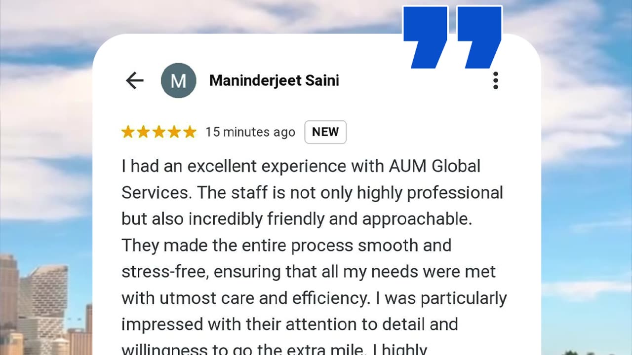 ⭐ 5-Star Review from Maninderjeet Saini | AUM Global Migration: Your Trusted Partner to Australia!