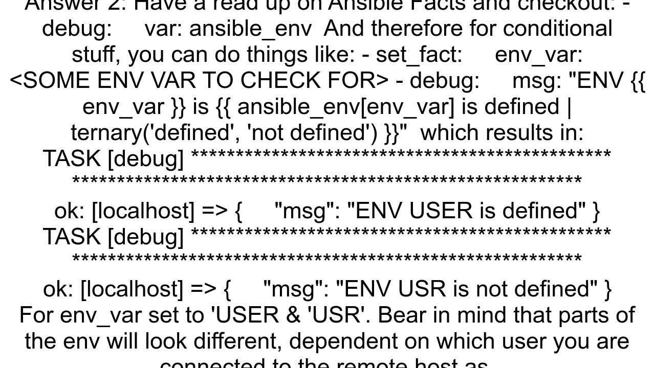 How to check in ansible if a SHELL binsh environment variable is defined