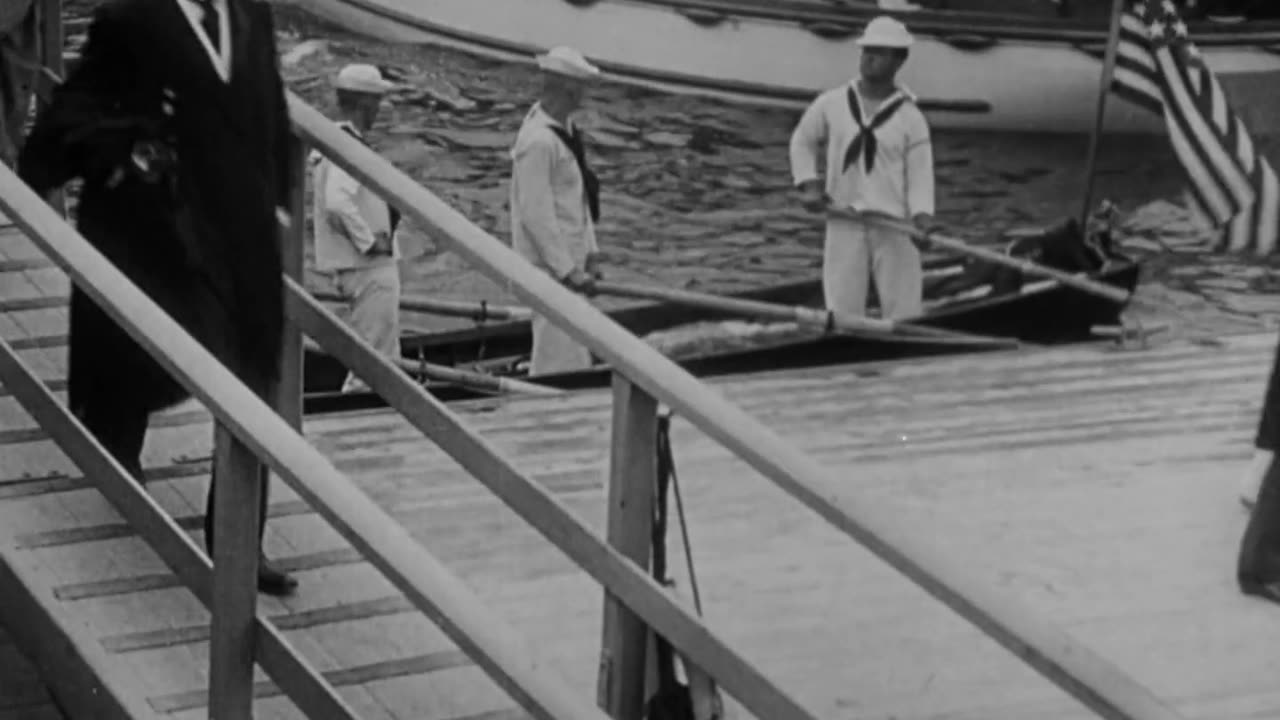 Japanese & Russian Peace Delegates Arrive At Portsmouth (1905 Original Black & White Film)