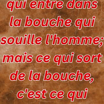 "La Véritable Pureté : Ce qui Sort de la Bouche Rend Impur" Matthieu 15-11.#shorts #short #ytshorts