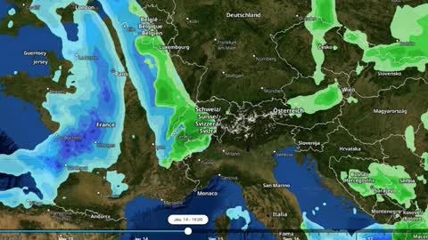 weather forecast from 12/01/2021 to 18/01/2021 in Belgium, Switzerland, luxembourg, France