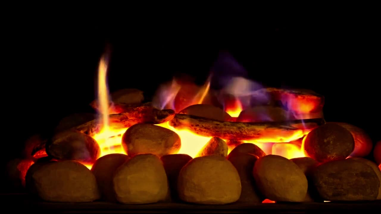 19 Minutes of fireplace with fire audio with music