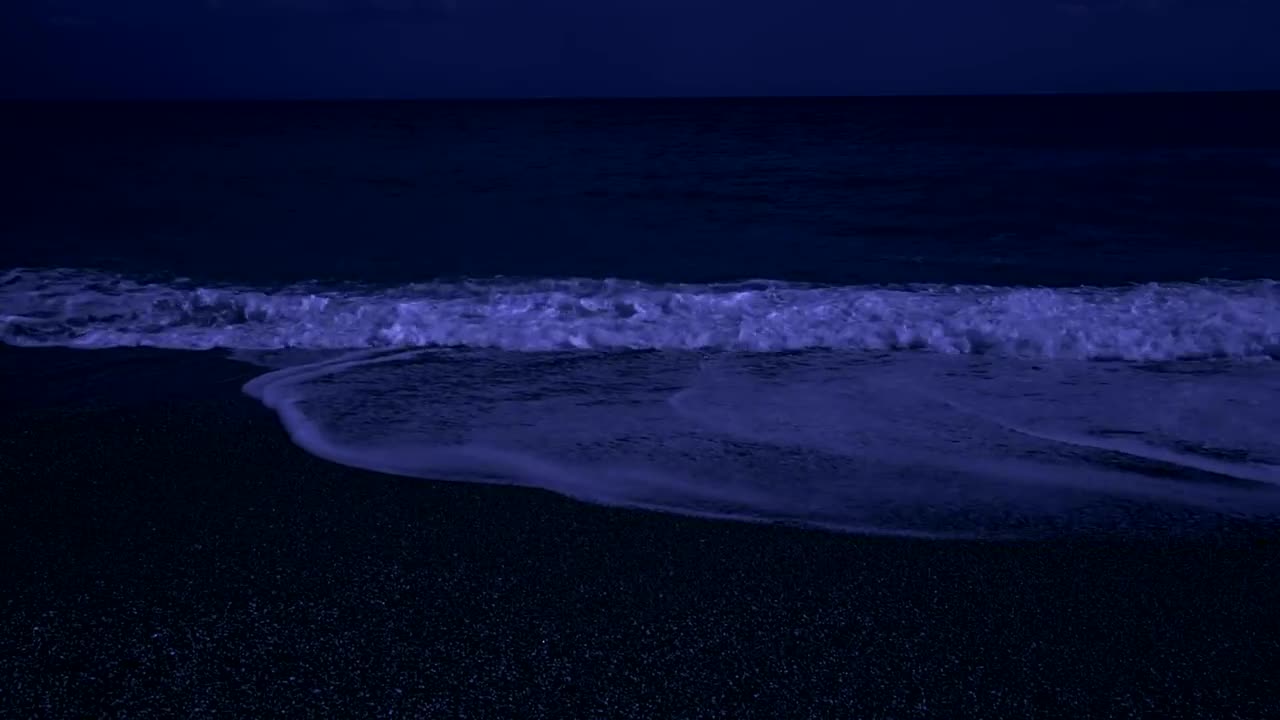 Fall Asleep with Powerful Waves at Night on Museddu Beach - Ocean Sounds for Deep Sleeping