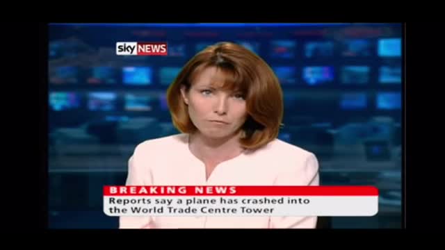 Sky News first 9/ 11 report 11th September 2001