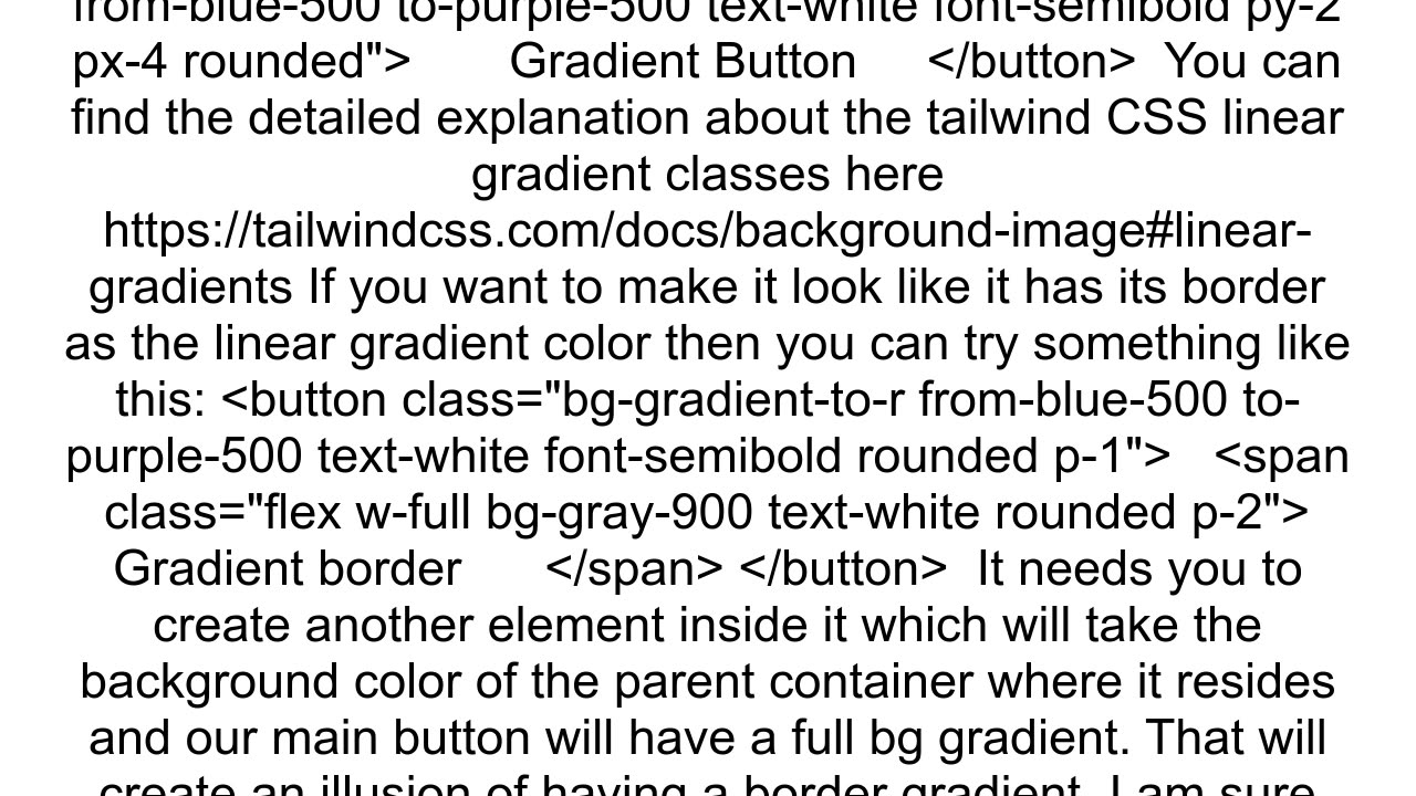 How to make a button a linear gradient color border in tailwind css