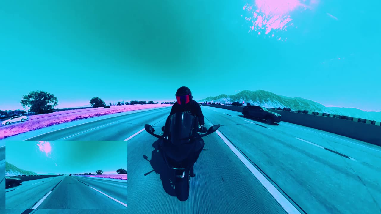 Yamaha R7, Insta360 x3, freeway run.