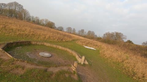 Iron age fort replica panning away GoPro
