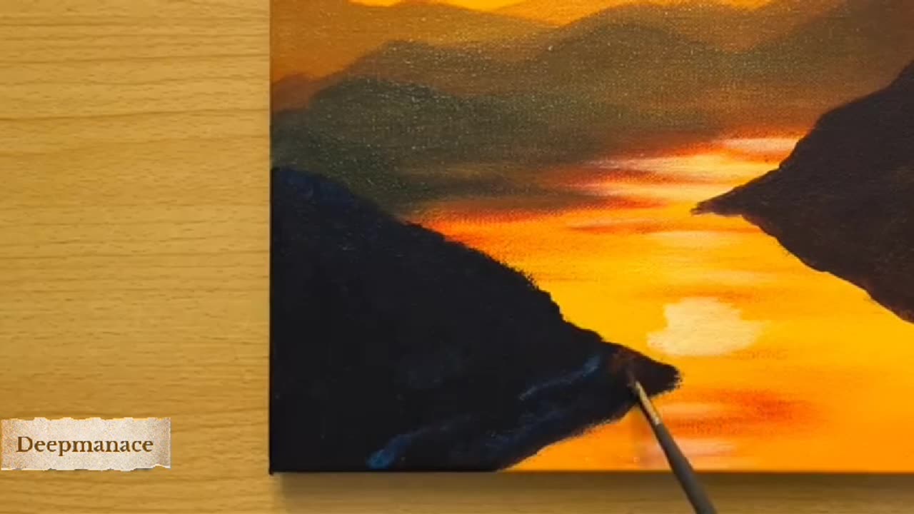 Easy Way to Paint a Sunset Scene / Acrylic Painting for Beginners