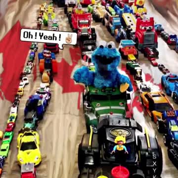 Cookie Monster rolling down to Ottawa town