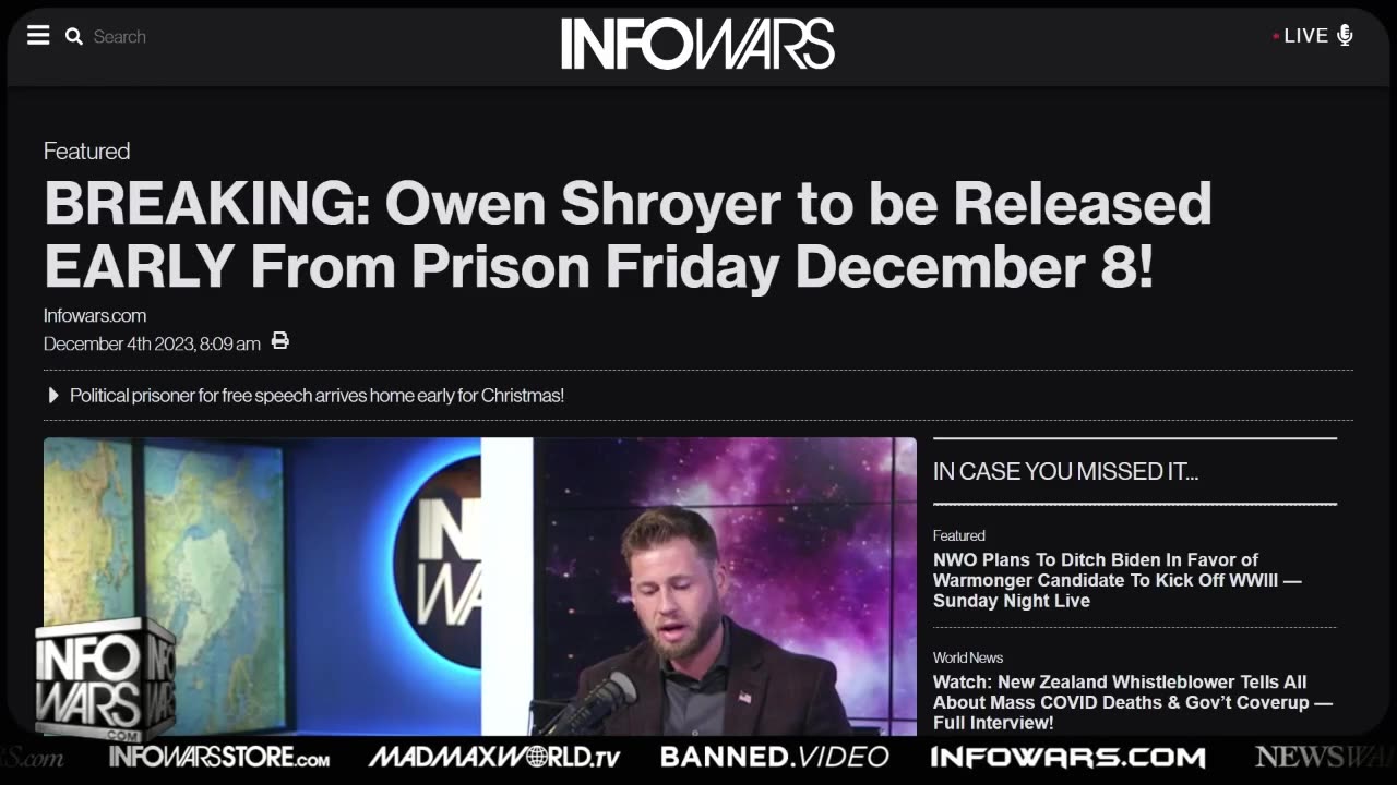 Breaking: Owen Shroyer Set To Come Home Early From Jail!