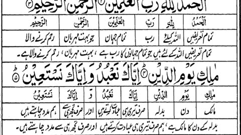 Surah alfatiha tajumah