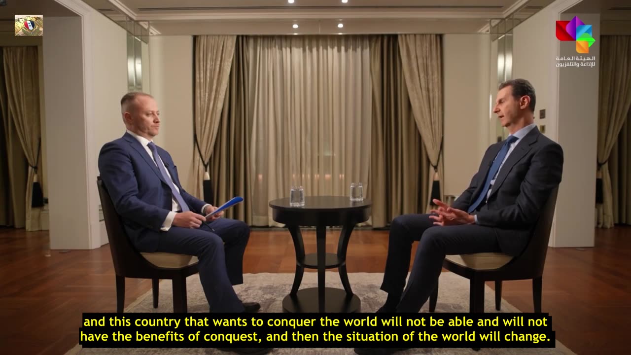 Syrian President Bashar Assad interview with Russian Sputnik