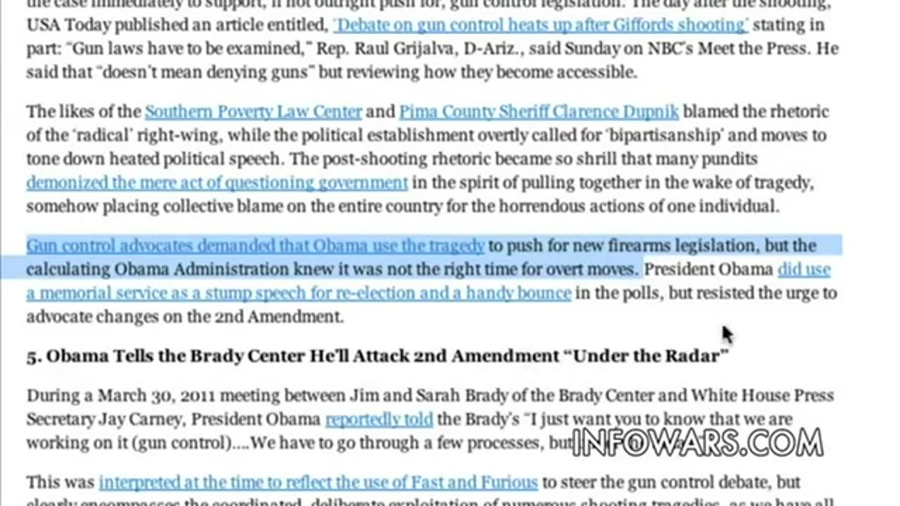 'Proof - Obama Planned 'Sneak Attack' Gun Control Long Before Using Sandy Hook' InfoWars - 2013