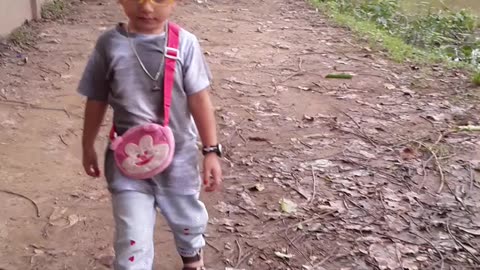 Walking a cute baby