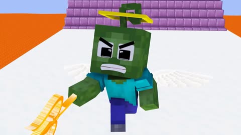 Monster School Destiny run challenge, Baby Zombie war Mommy Long Legs - Minecraft Animation