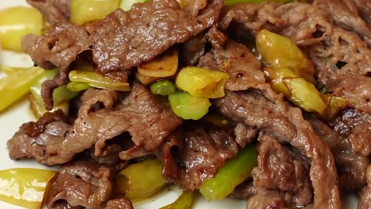 Fried beef with pickled peppers