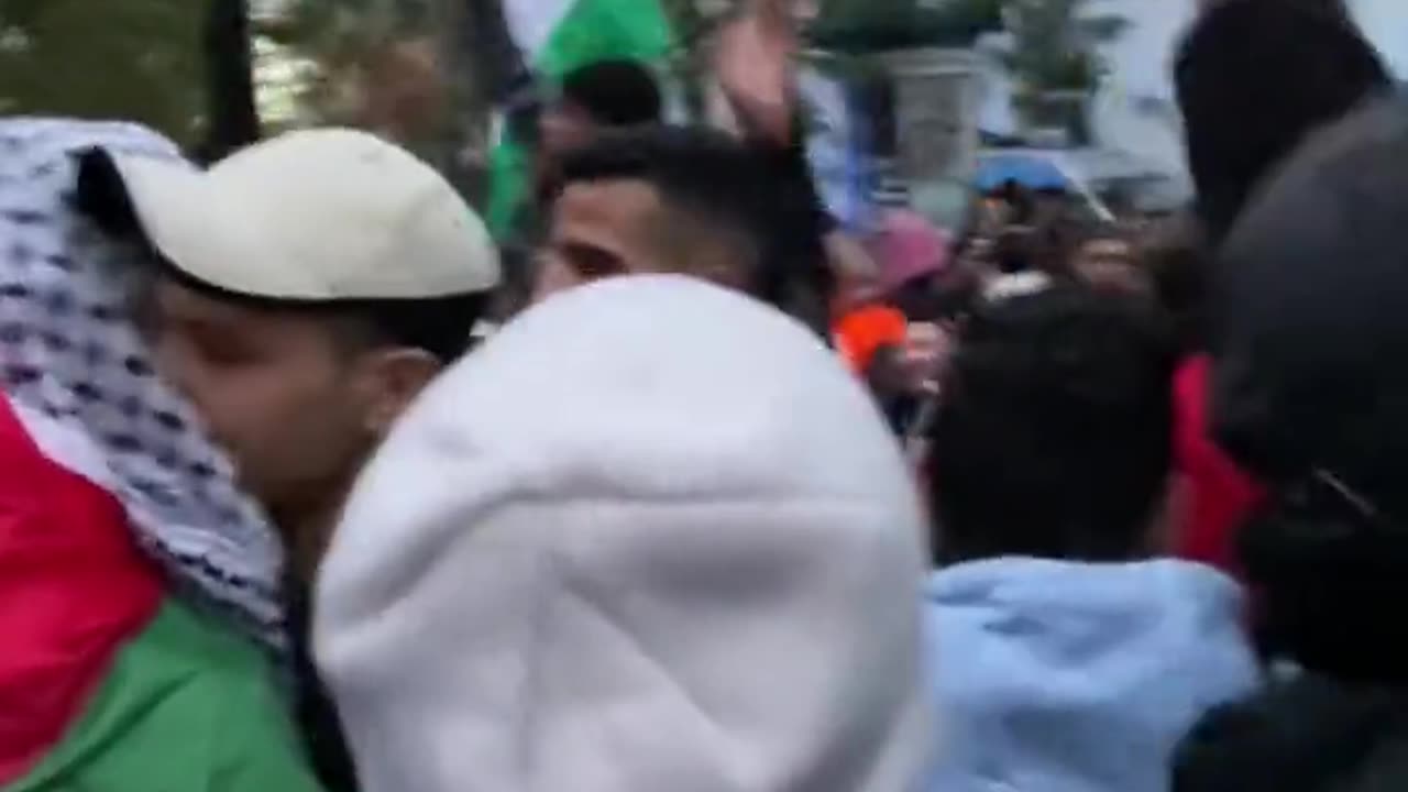 Gaza? No, Stuttgart. What are they shouting?