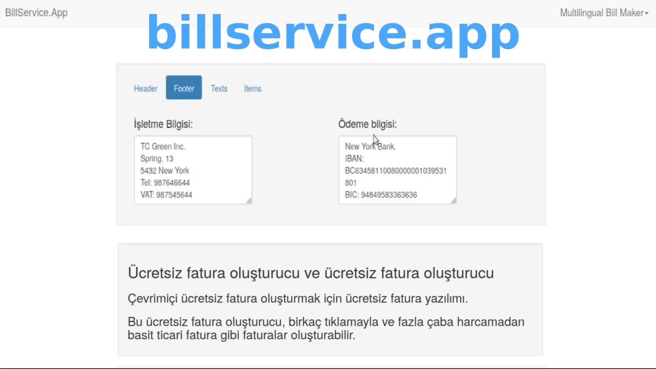 Ücretsiz Fatura Yapma Programı - Billservice.app