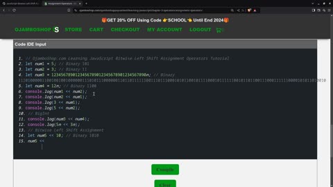 JavaScript Bitwise Left Shift Assignment Operators