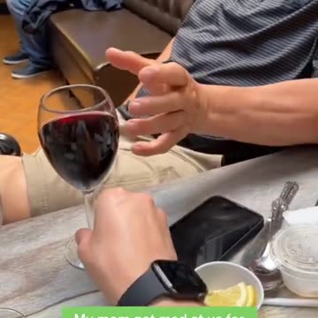 my mom got mad of us after giving my dad a drink