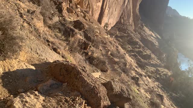 Central Oregon – Smith Rock State Park – Climbing Down Uneven Terrain – 4K