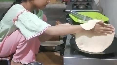 Cute girl is preparing bread ♥️