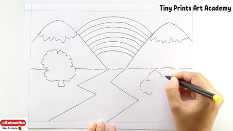 Draw Easy Rainbow Scenery/Drawing Easy Scenery with Rainbow
