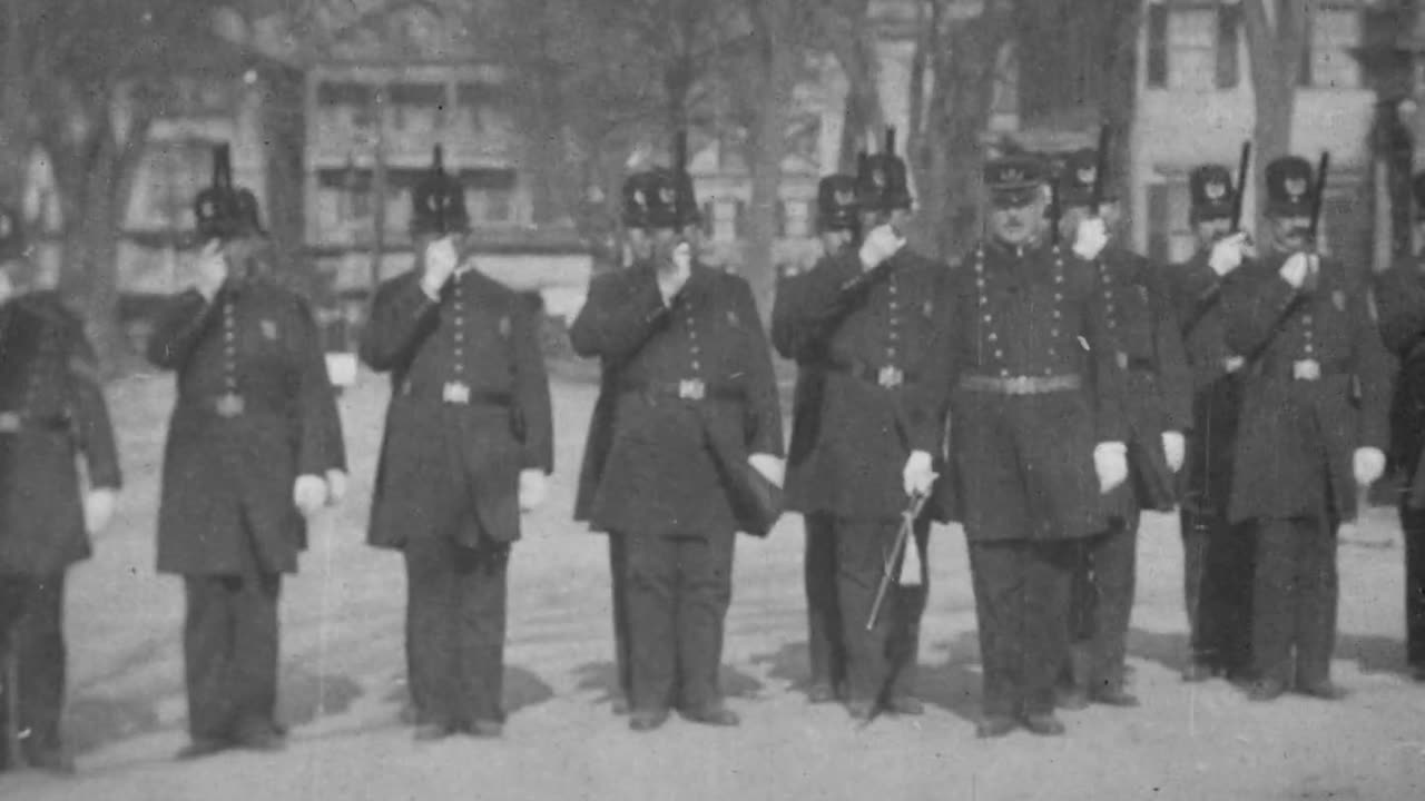 Drill By Providence Police (1903 Original Black & White Film)