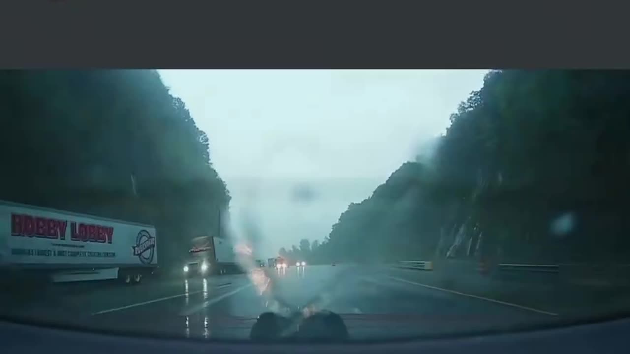 Terrifying mudslide Eastbound on I-40 at the top of Old Fort Mountain in North Carolina on Friday