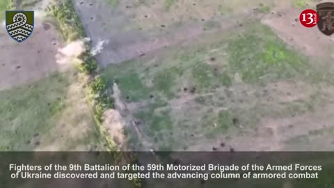 Convoy of Russian armored vehicles in motion was shelled along with crew members