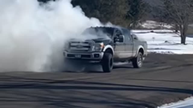 Truck doing a burnout