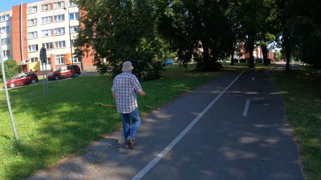 Funny dancer the old man walking his way