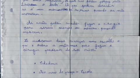 Trabalho de "cidadania" feito por aluno de 8 anos.