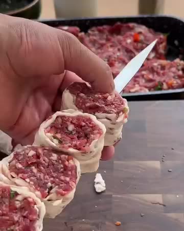 Meat rolls on the grill