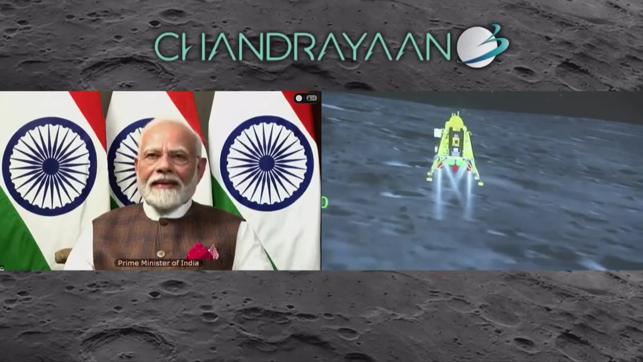 India's Chandrayaan-3 Probe Lands Near Moon's South Pole