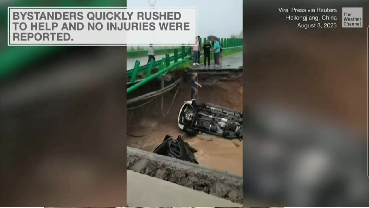 Scary: Driver drove right into Collapsed Bridge 😬