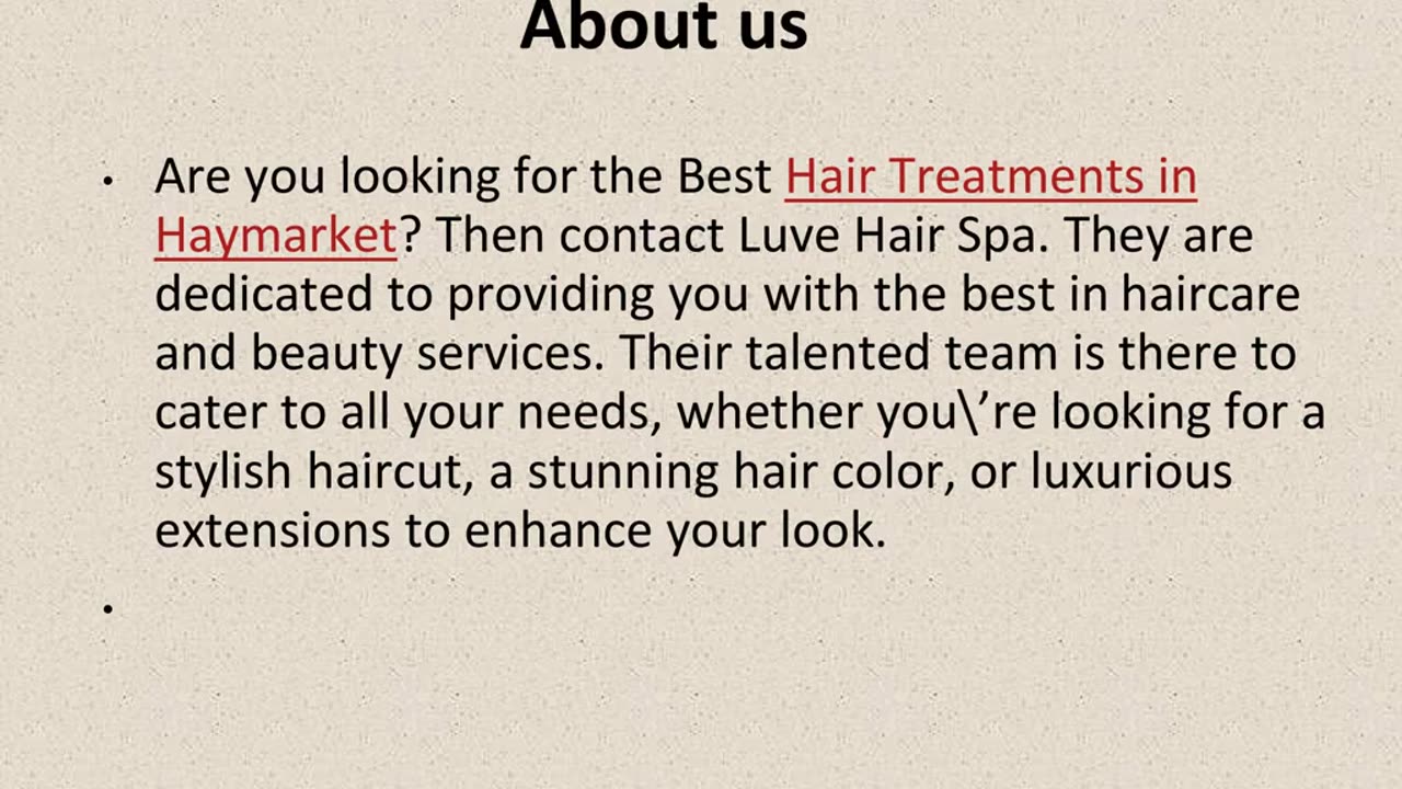 Get The Best Hair Treatments in Haymarket.